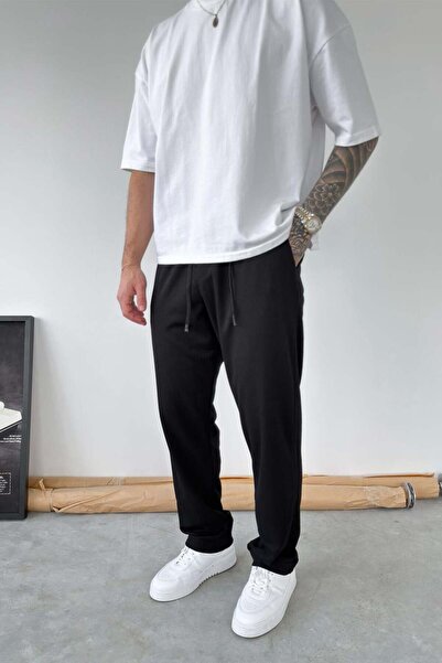 HAFKAGİYİM Pantaloni negri din twill, model basic, croială relaxată