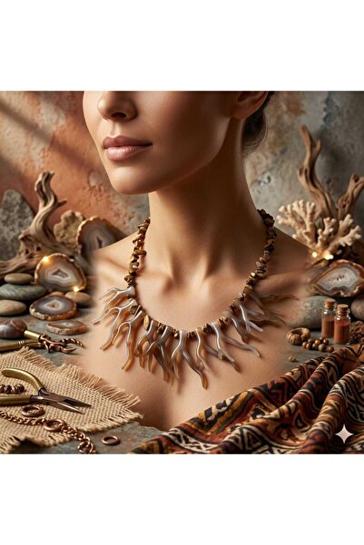 escoines koleksiyon Escoines Sea Coral Figured Necklace Special Design Women'...