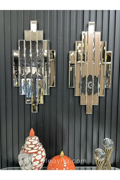 Empressco Ritimik Model Bronz Ayna 2'li Set 35x75cm, şık ve modern dekorasyon...