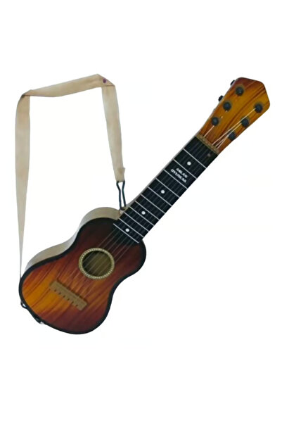 Flower Toys Çocuk Oyuncak İspanyol Gitar Askılı Kahverengi 6 Telli Gitar 50cm