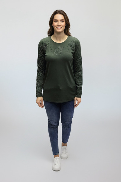 ECE GİYİM ΓΥΝΑΙΚΕΙΑ ΜΠΛΟΥΖΑ ΛΙΚΡΑ ΜΕ ΚΕΝΤΗΜΕΝΟ ΓΙΑΚΑ ΚΑΙ ΜΑΝΙΚΙΑ