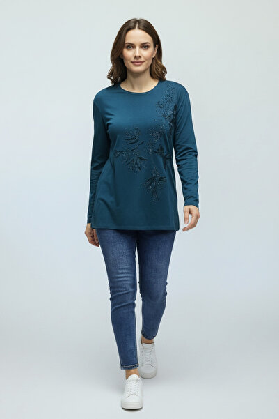 ECE GİYİM ΓΥΝΑΙΚΕΙΑ ΜΠΛΟΥΖΑ ΑΠΟ ΧΤΕΝΙΣΜΕΝΟ ΒΑΜΒΑΚΙ ΛΙΚΡΑ ΜΕ ΚΕΝΤΗΜΑ ΚΑΙ ΠΕΤΡΙ...