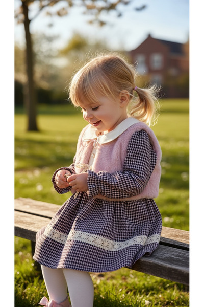 İdeal Özgül Bebe 537 Girl's Plush Vest Dress 2-3-4-5 Years Old