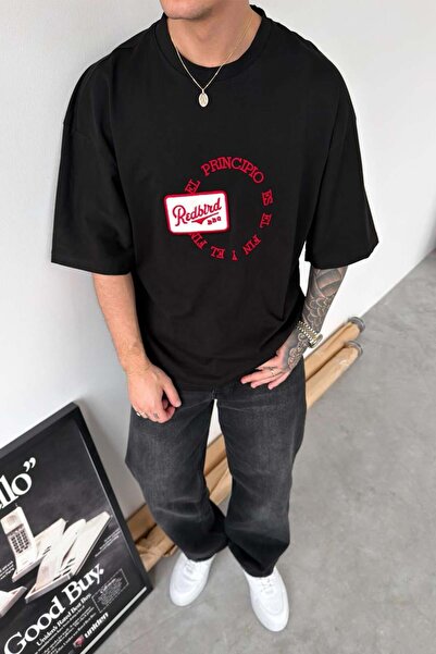 HAFKAGİYİM Tricou oversize cu detaliu broderie neagră