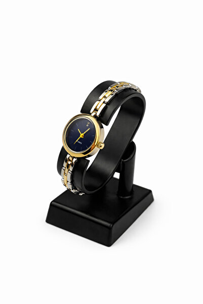 Toz Vintage ساعة كونارو الذهبية باللون الأزرق الداكن مع سوار معدني أنيقة للنس...