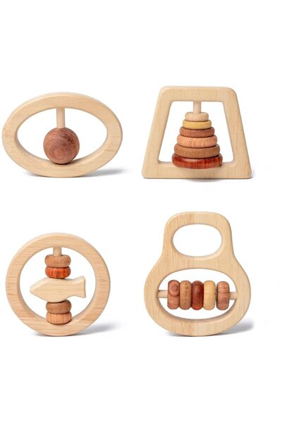 genernic Wooden Baby Rattle - 8 pcs – Sensory Toy for Infants and Toddlers