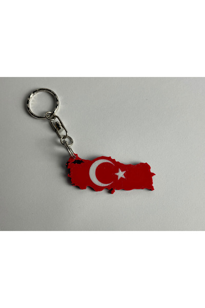 joiecreatif Türkiye Haritası ve Ay Yıldız, Metal Demir Anahtarlık | 3d Baskı