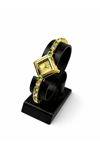 Toz Vintage Cavaro Gold Case Green Stone Bracelet Cord Elegant Women's Vintag...