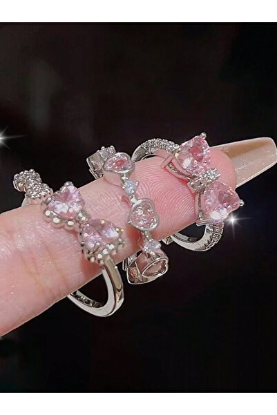 Ervalina 3'LÜ Pinterest Yüzük Seti Gümüş Rengi