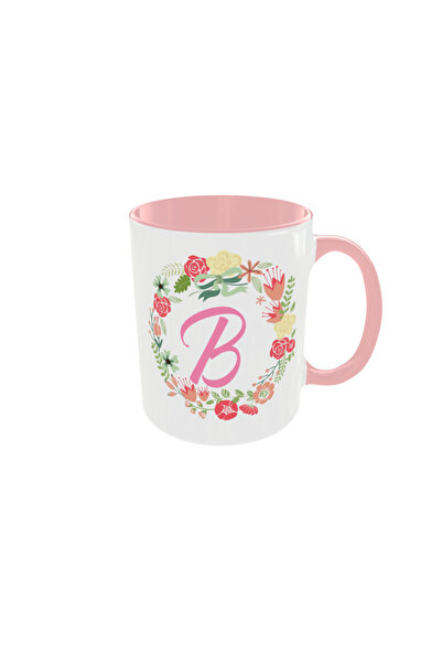 OEM Cana personalizata litera B floral, 350ml – cadoul ideal pentru orice ocazie