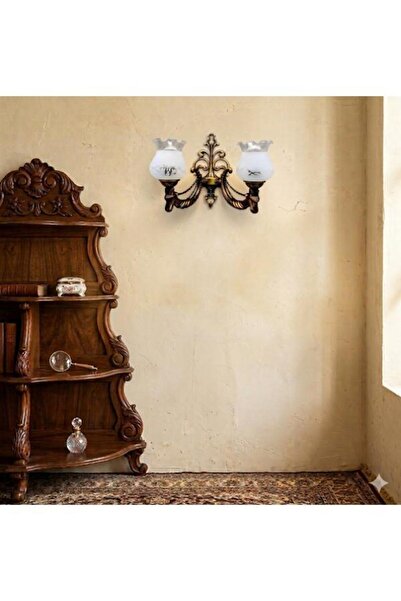 DEDE حامل مفاتيح بذراعين من زجاج كادينا أبيض غير لامع بطلاء عتيق