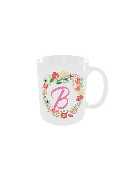 OEM Personalized floral letter B mug, 350ml – the ideal gift for any occasion