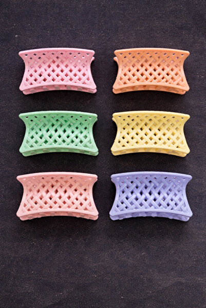 Srctech 6-Piece Colorful Mesh Design Hair Clips - 6 cm
