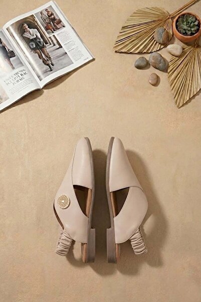 Ayakkabı Fuarı Elit MY-604 Дамски равни сандали от естествена кожа, бежови