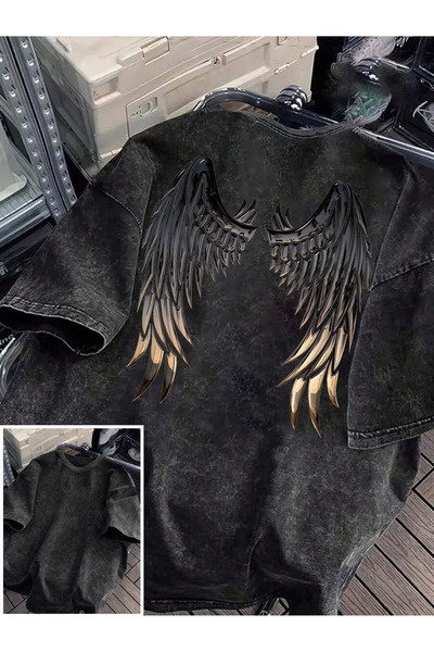 bellanova Ανθρακίτενο Vintage T-Shirt με παλαιωμένη όψη - 100% Βαμβάκι Σειρά ...