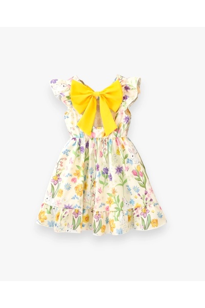 OEM Girls' dress with bunny and flower print, 7 years, 122cm
