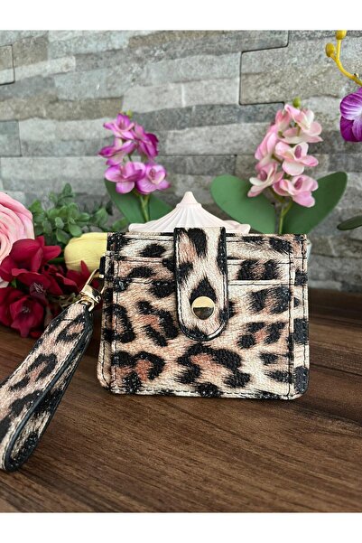 Omarder Deri Leopard Printed Pack Women's Card Holder