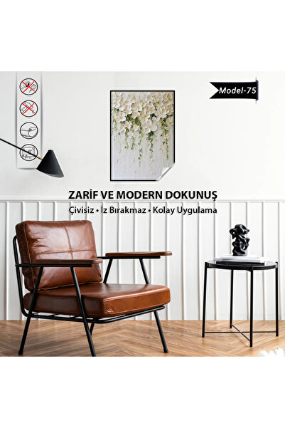 Tutunabilir Kağıt Statik Tutunma Özellikli Çiçek Tablo – Modern Dekoratif Pos...