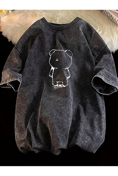 bellanova Ανθρακίτενο Vintage T-Shirt με παλαιωμένη όψη - 100% Βαμβάκι Σειρά ...