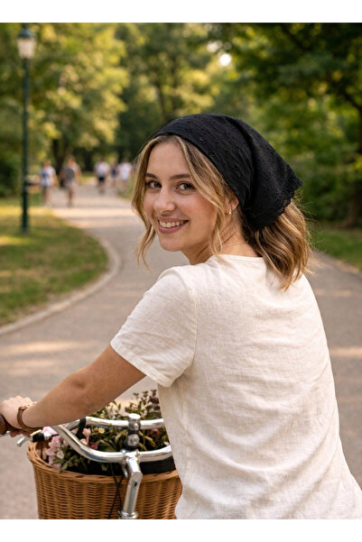 Mufincollection Handmade Lace Cotton Fabric - Lace Detail - Elastic Bandana -...