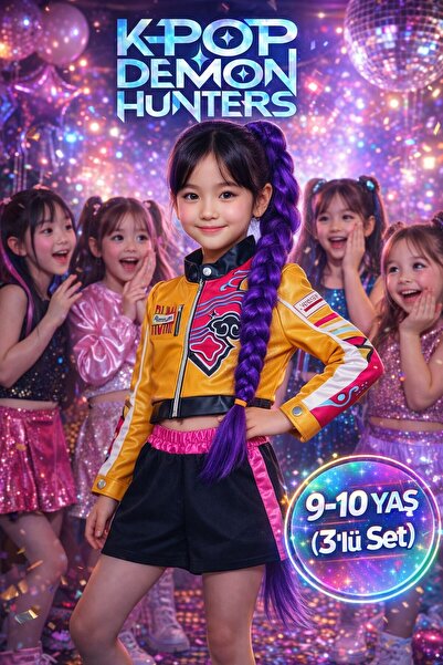 TOYFEST İblis Avcıları K-POP Demon Hunters Rumi Cosplay Kostüm Seti Ceket Şor...