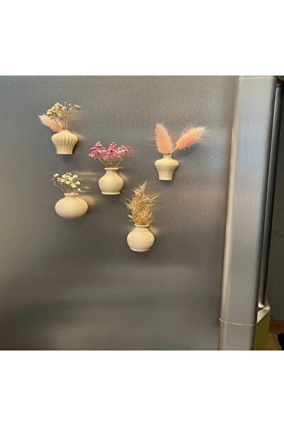 3DLABS Dekoratif Mini Magnet Vazo 4Adet - Çiçekler Dahil Değildir