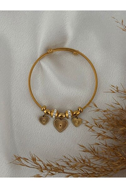 stainless steell Gold Multi-Colored Charm Steel Bracelet