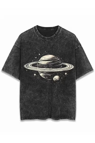 CLASSY.MODA Μπλουζάκι με εφέ καπνιστού αντικέ και πλυμένη υφή - Τζιν με ρετρό...