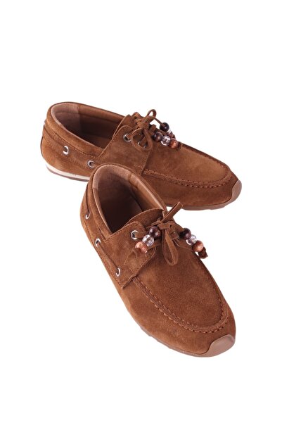 luuq shoes Alvena Genuine Leather Suede Lace-Up Women's Loafer with Bead Acce...