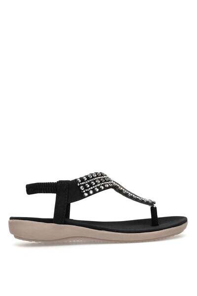 Ayakkabı Fuarı Elit HML7057 Дамски равни сандали с камъни, черни