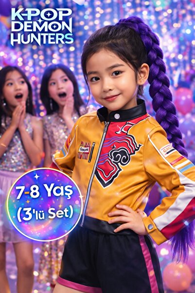 TOYFEST İblis Avcıları K-POP Demon Hunters Rumi Cosplay Kostüm Seti Ceket Şor...