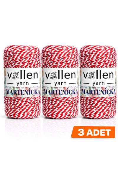 vollen yarn 3 ADET,Premium 150 Metre 200 G Marteniçka İpi,Hediye Paketleme Sü...