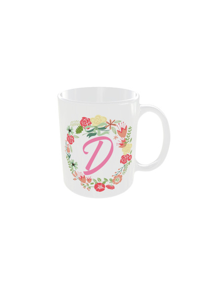 OEM Personalized floral letter D mug, 350ml – the ideal gift for any occasion