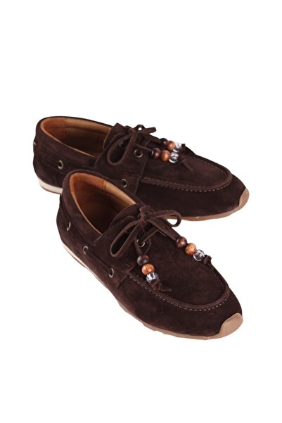 luuq shoes Alvena Genuine Leather Suede Lace-Up Women's Loafer with Bead Acce...