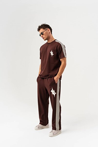 go gang own Starlux Çizgi Detaylı Bisiklet Yaka T-shirt ve Eşofman Alt Takım