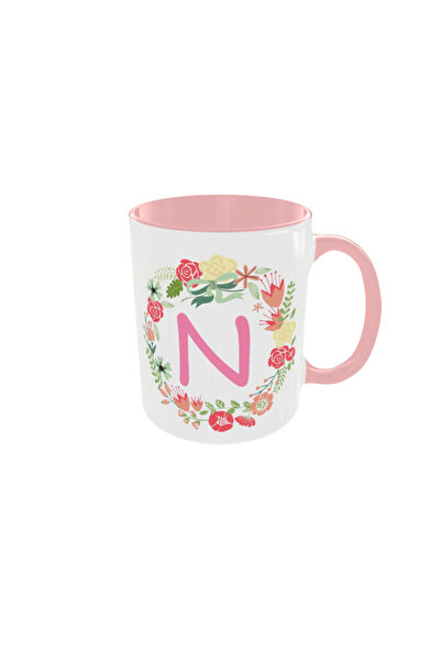 OEM Personalized white floral letter N mug, 350ml – the ideal gift for any oc...