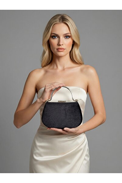 Biçanta Black Color Imported Luxury K Velvet Chain Metal S Strappy Crystal St...