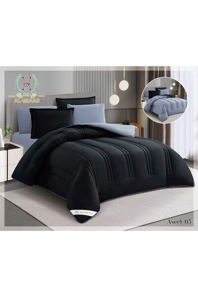 ALMIAAD مفرش سرير مزدوج صيفي سادة محشوة 240*260-6قطع -مفرش سرير نفر نص صيفي س...