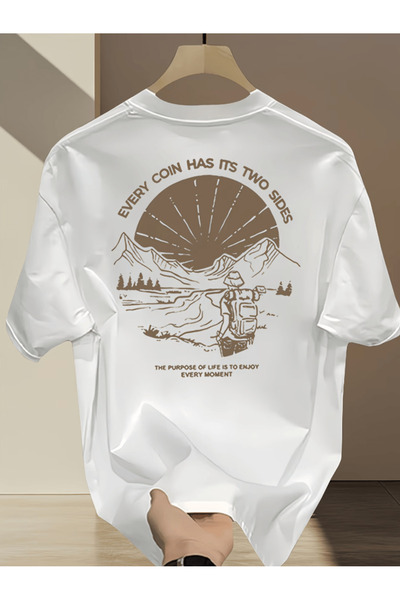 one button Μπλουζάκι Explorer Circle Design με στάμπα Premium Oversize