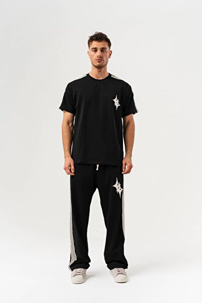 go gang own Starlux Çizgi Detaylı Bisiklet Yaka T-shirt ve Eşofman Alt Takım