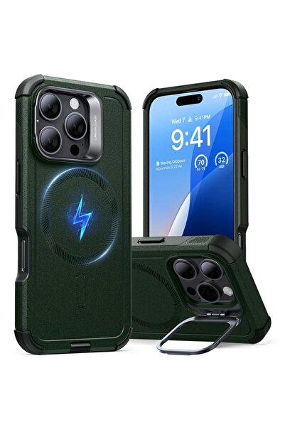 ESR Husă pentru iPhone 16 Pro, Cyber Armor cu suport, Verde