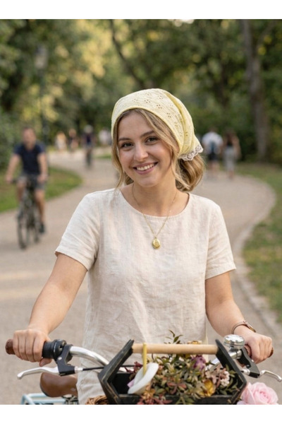 Mufincollection Handmade Lace Cotton Fabric - Lace Detail - Elastic Bandana -...