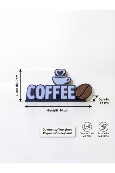 craftopya Dekoratif Coffee Yazısı - Kendinden Yapışkanlı Kahve Köşesi ve Mutfak Duvar Süsü (14x7 cm)