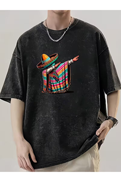 CLASSY.MODA Tricou cu aspect uzat și spălăcit - Top lejer cu design retro și ...