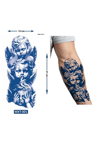 Airbrush Tattoo Melek Çocuk Yarım Kol Bacak Dövmesi 21x15 cm
