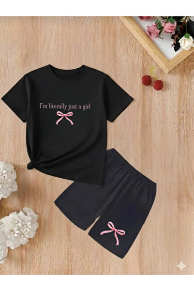 DOCE ELEGANTE Set de vară pentru fete, cu panglică roz imprimată, pantaloni s...