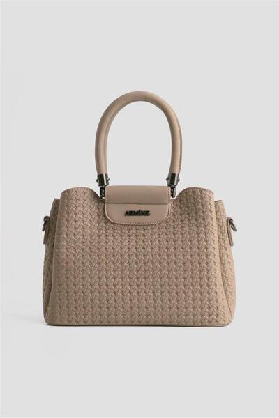 Armine Knitted Pattern Hand & Shoulder Bag 342 Mink