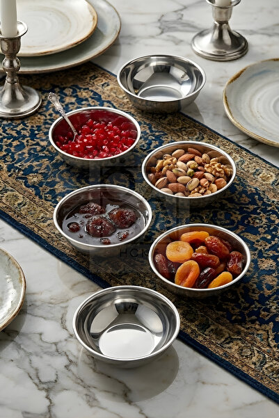 ÖzSa Home Orbit 6'lı Çerezlik ve Kahvaltılık Kase Çelik Dekoratif Sunum Kase ...