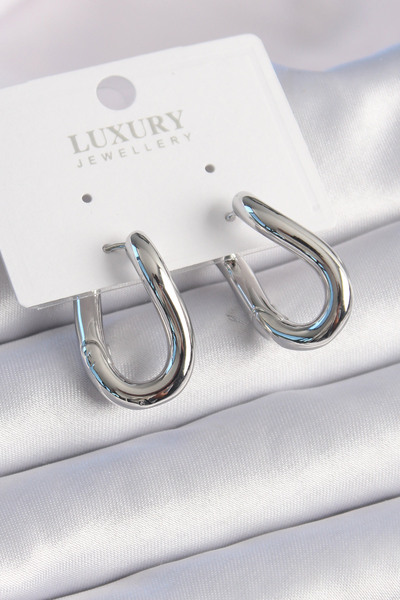 Nehir Stylish Brass Silver Color Hoop Model Women's Earrings Teachers Mothers...
