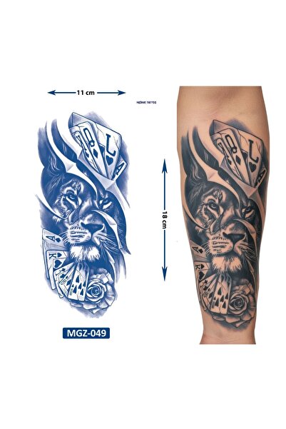 Airbrush Tattoo Aslan Şansı 1 Ay Kalıcı Geçici Dövme Yapıştırma Dövme